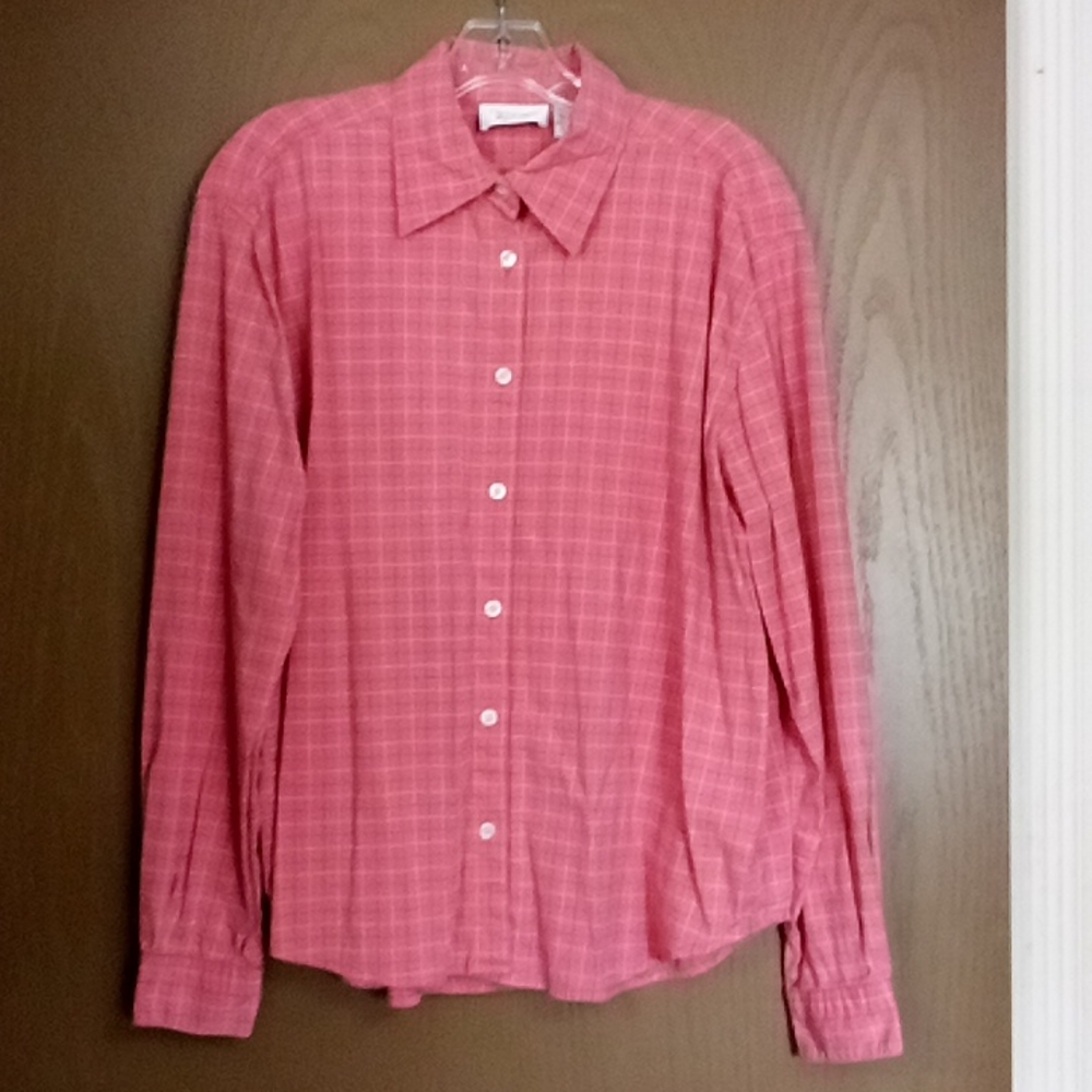Christopher & Banks Rose & Ivory Plaid Shirt